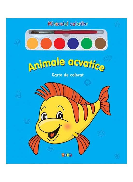 Copertă produs Miracolul culorilor. Animale acvatice (carte de colorat + acuarelă + pensulă) - gallery big 1