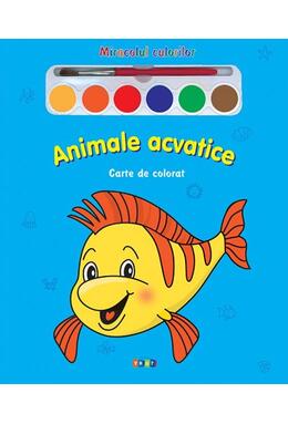 Copertă produs Miracolul culorilor. Animale acvatice (carte de colorat + acuarelă + pensulă)
