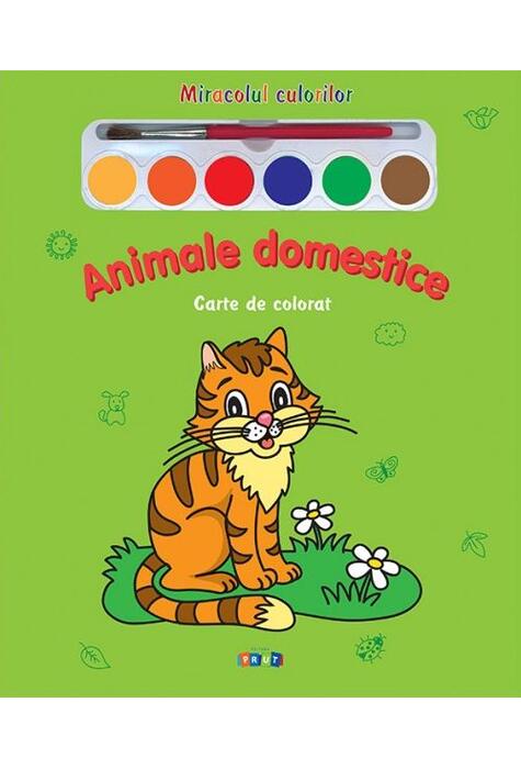 Copertă produs Miracolul culorilor. Animale domestice (carte de colorat + acuarelă + pensulă)