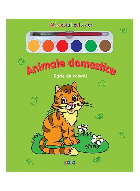 Copertă produs Miracolul culorilor. Animale domestice (carte de colorat + acuarelă + pensulă) - gallery big 1
