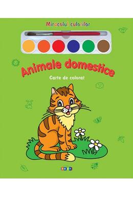 Copertă produs Miracolul culorilor. Animale domestice (carte de colorat + acuarelă + pensulă)