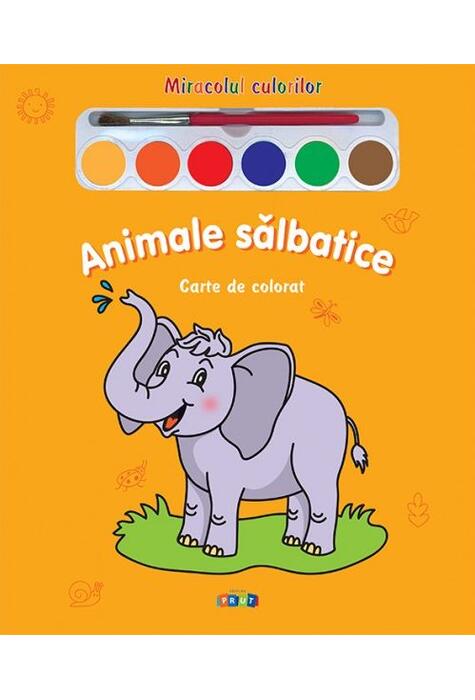 Copertă produs Miracolul culorilor. Animale sălbatice (carte de colorat + acuarelă + pensulă)