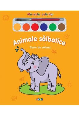 Copertă produs Miracolul culorilor. Animale sălbatice (carte de colorat + acuarelă + pensulă)