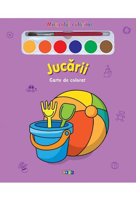 Copertă produs Miracolul culorilor. Jucării (carte de colorat + acuarelă + pensulă)