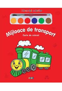 Copertă produs Miracolul culorilor. Mijloace de transport (carte de colorat + acuarelă + pensulă)