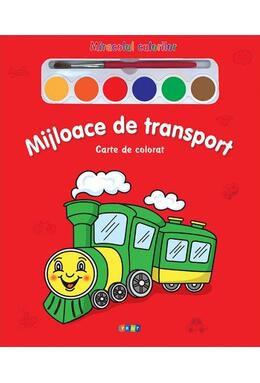 Copertă produs Miracolul culorilor. Mijloace de transport (carte de colorat + acuarelă + pensulă)