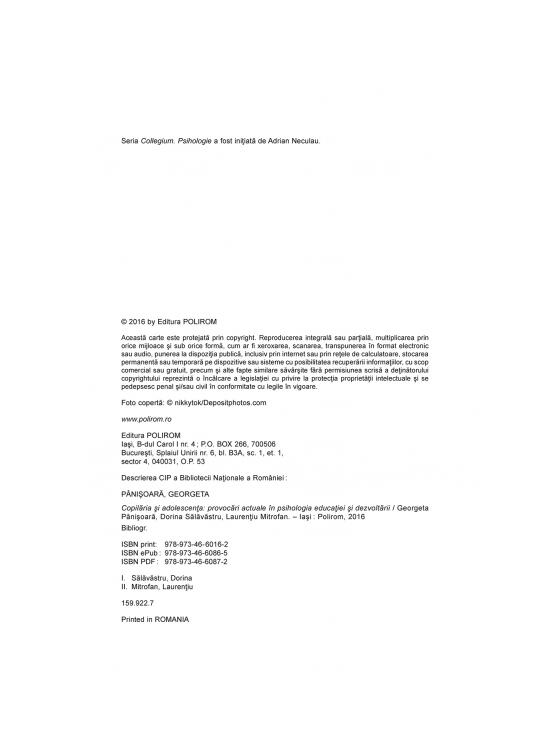 Copertă produs Copilăria și adolescența. Provocări actuale în psihologia educației și dezvoltării - gallery big 3