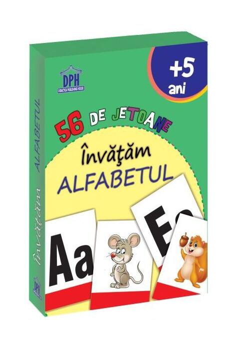 Copertă produs &Icirc;nvățăm alfabetul - 56 de jetoane