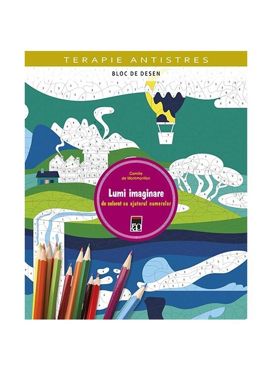 Copertă produs Terapie antistres. Bloc de desen. Lumi imaginare de colorat cu ajutorul numerelor - gallery big 1