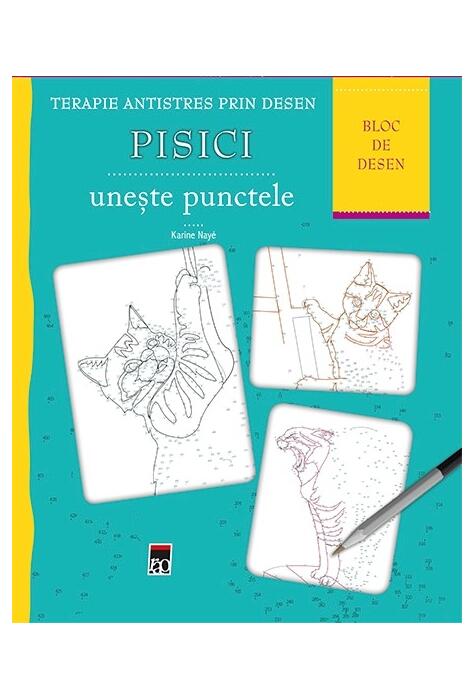 Copertă produs Terapie antistres. Bloc de desen. Pisici. Unește punctele