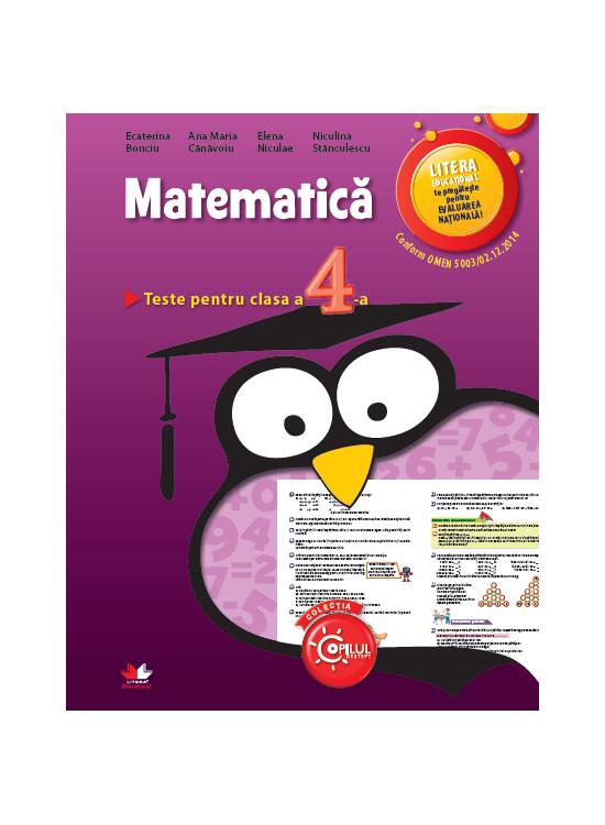 Copertă produs Matematica. Teste pentru clasa a IV-a - gallery big 1
