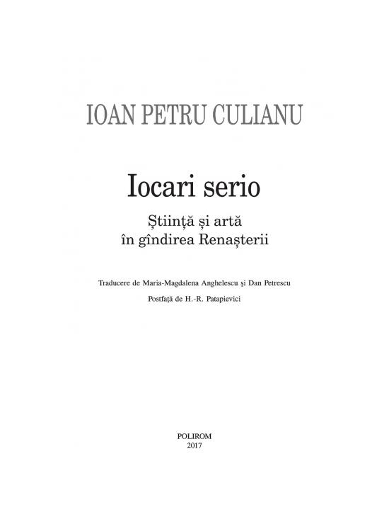 Copertă produs Iocari serio. Stiinţa şi arta &icirc;n g&icirc;ndirea Renaşterii - gallery big 4