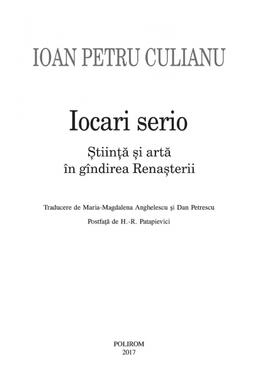 Copertă produs Iocari serio. Stiinţa şi arta &icirc;n g&icirc;ndirea Renaşterii