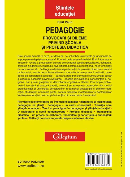 Copertă produs Pedagogie &ndash; Provocări şi dileme privind şcoala şi profesia didactică - gallery big 2