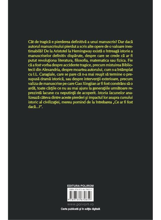 Copertă produs Istoria lacunelor. Despre manuscrise pierdute - gallery big 2