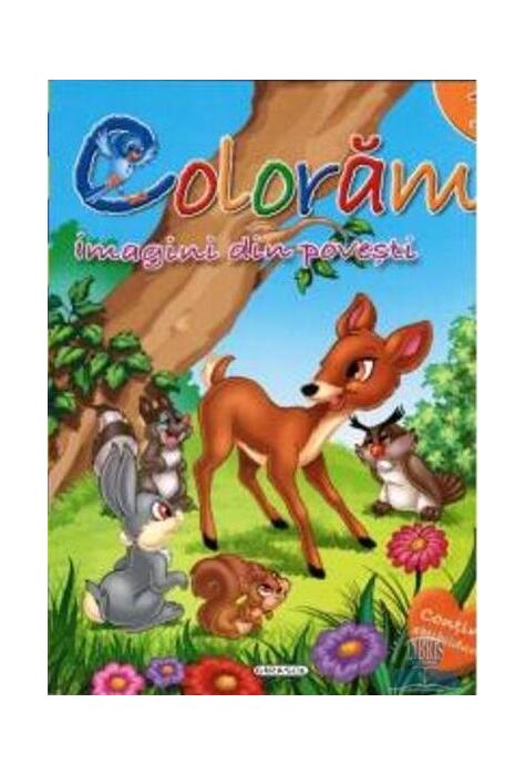 Copertă produs Colorăm 1: Imagini din povești (Conține abțibilduri)