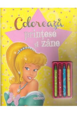 Copertă produs Colorează prințese și z&acirc;ne (+4 creioane)