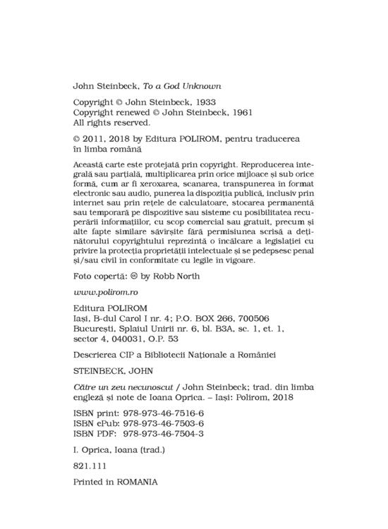 Copertă produs Către un zeu necunoscut (Top 10+) - gallery big 3