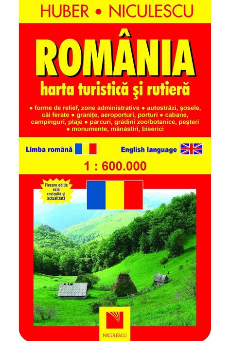 Copertă produs Rom&acirc;nia. Hartă turistică şi rutieră