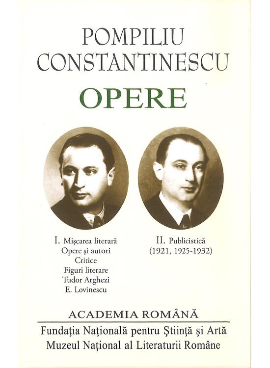 Copertă produs Pompiliu Constantinescu. Opere (Vol. I+II) - gallery big 1