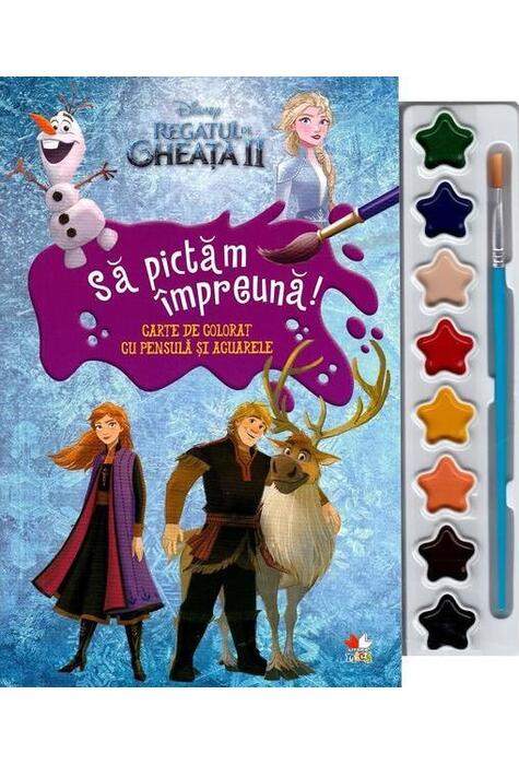 Copertă produs Disney. Regatul de gheață 2. Să pictam împreună! Carte de colorat cu pensula și acuarele