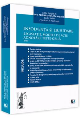 Copertă produs Insolvență și lichidare. Legislație, modele de acte, adnotări, teste-grilă 2020