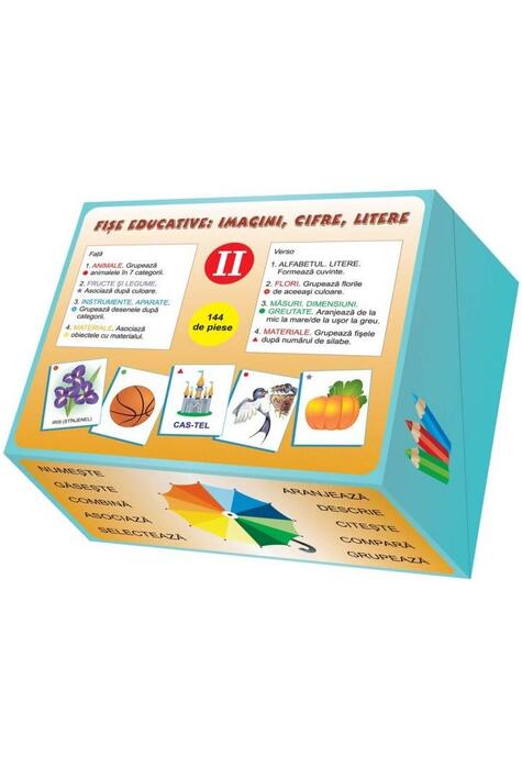 Copertă produs Fi​ș​e educative: imagini, cifre, litere (II)