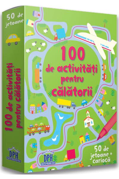 100 de activități pentru călătorii. 50 de jetoane + cariocă