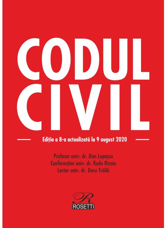Copertă produs Codul civil. Ediţia a 8-a actualizată la 9 august 2020 - gallery big 1