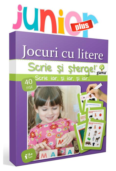 Copertă produs Jocuri cu litere. Scrie și șterge! Junior plus (5+ ani)