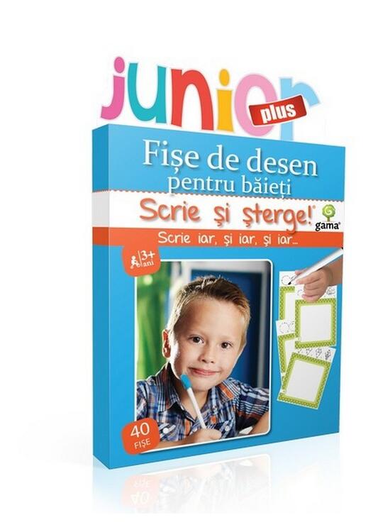 Copertă produs Fişe de desen pentru băieţi. Scrie și șterge! Junior plus (3-5 ani) - gallery big 1
