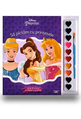 Copertă produs Disney. Prințese. Să pictăm cu prințesele. Carte de colorat cu pensulă și acuarele