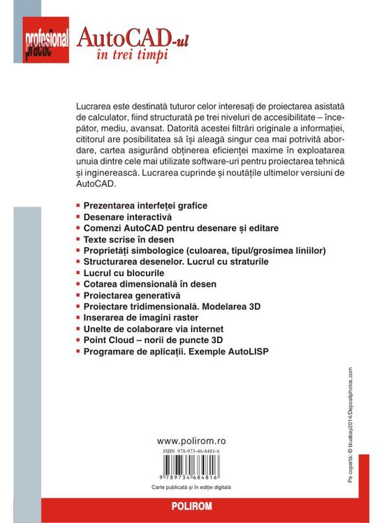 Copertă produs AutoCad-ul &icirc;n trei timpi. Iniţiere, utilizare, performanţă - gallery big 2