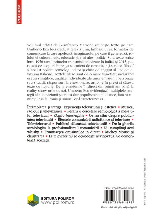 Copertă produs Despre televiziune. Scrieri 1956‑2015 - gallery big 2