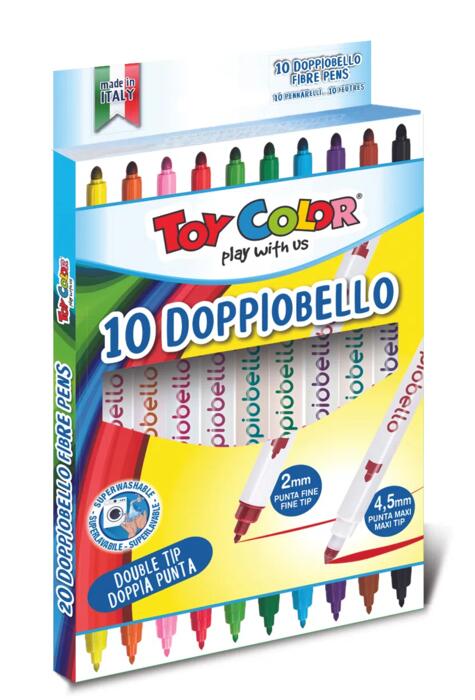Copertă produs Carioci cu 2 capete, 10 culori/set Doppiobello. Toy Color