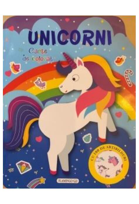 Copertă produs Unicorni. Carte de colorat cu 100 de abțibilduri