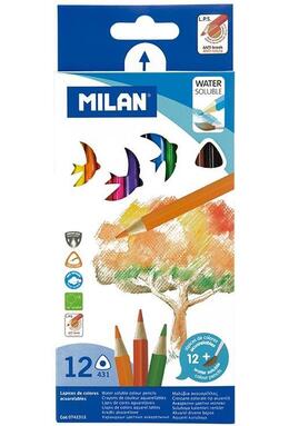 Copertă produs Creioane acuarelă Milan, 12 culori cu pensulă