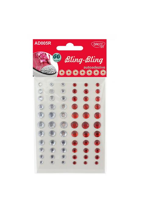 Copertă produs Acesorii de craft: Autoadezive Bling-Bling DACO, 66 bucăți, diamant roșu / alb - AD005R