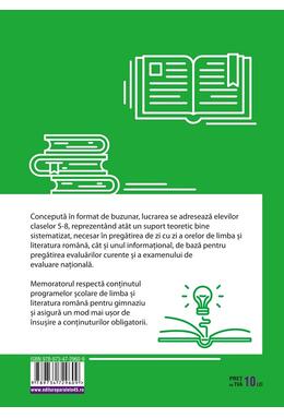 Copertă produs Memorator de limba și literatura rom&acirc;nă pentru clasele V-VIII