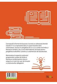 Copertă produs Memorator de limba și literatura rom&acirc;nă pentru clasele IX-XII