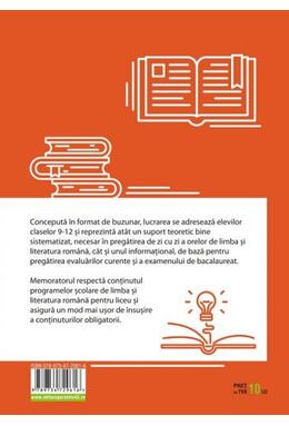 Copertă produs Memorator de limba și literatura rom&acirc;nă pentru clasele IX-XII