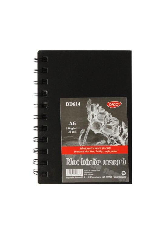 Copertă produs Bloc desen DACO A6 140g, 30 file, h&acirc;rtie neagră - BD614 - gallery big 1