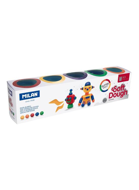 Copertă produs Plastilină ușoară Milan, 5 borcane x 142g, Glitter Soft Dough - gallery big 1