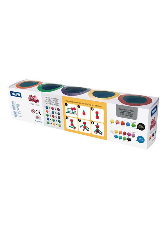 Copertă produs Plastilină ușoară Milan, 5 borcane x 142g, Glitter Soft Dough - gallery big 2