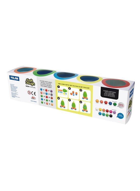 Copertă produs Plastilină ușoară Milan, 5 borcane x 142g, Neon Soft Dough - gallery big 2