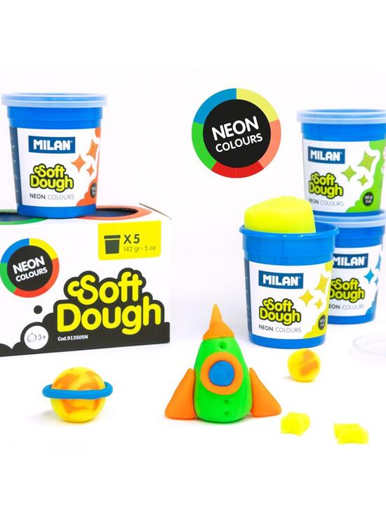 Copertă produs Plastilină ușoară Milan, 5 borcane x 142g, Neon Soft Dough - gallery big 6