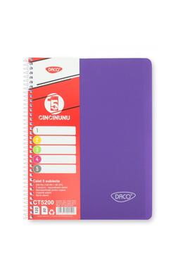 Copertă produs Caiet universal DACO 5 Subiecte A4, 200 file, 70g, spiră eminent - CT5200
