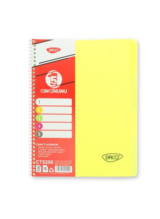 Copertă produs Caiet universal DACO 5 Subiecte A4, 200 file, 70g, spiră eminent - CT5200 - gallery big 4