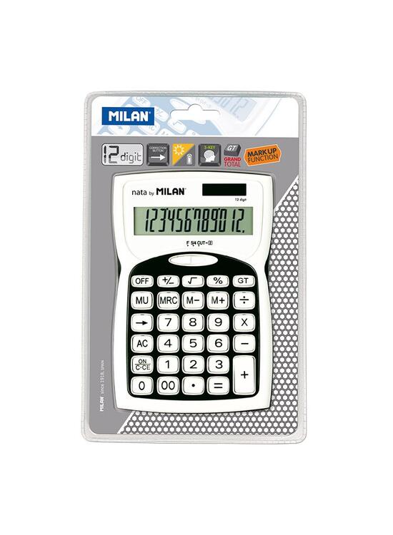 Copertă produs Calculator de birou Milan,12 cifre, alb-negru - gallery big 1