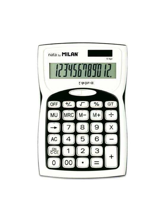 Copertă produs Calculator de birou Milan,12 cifre, alb-negru - gallery big 2